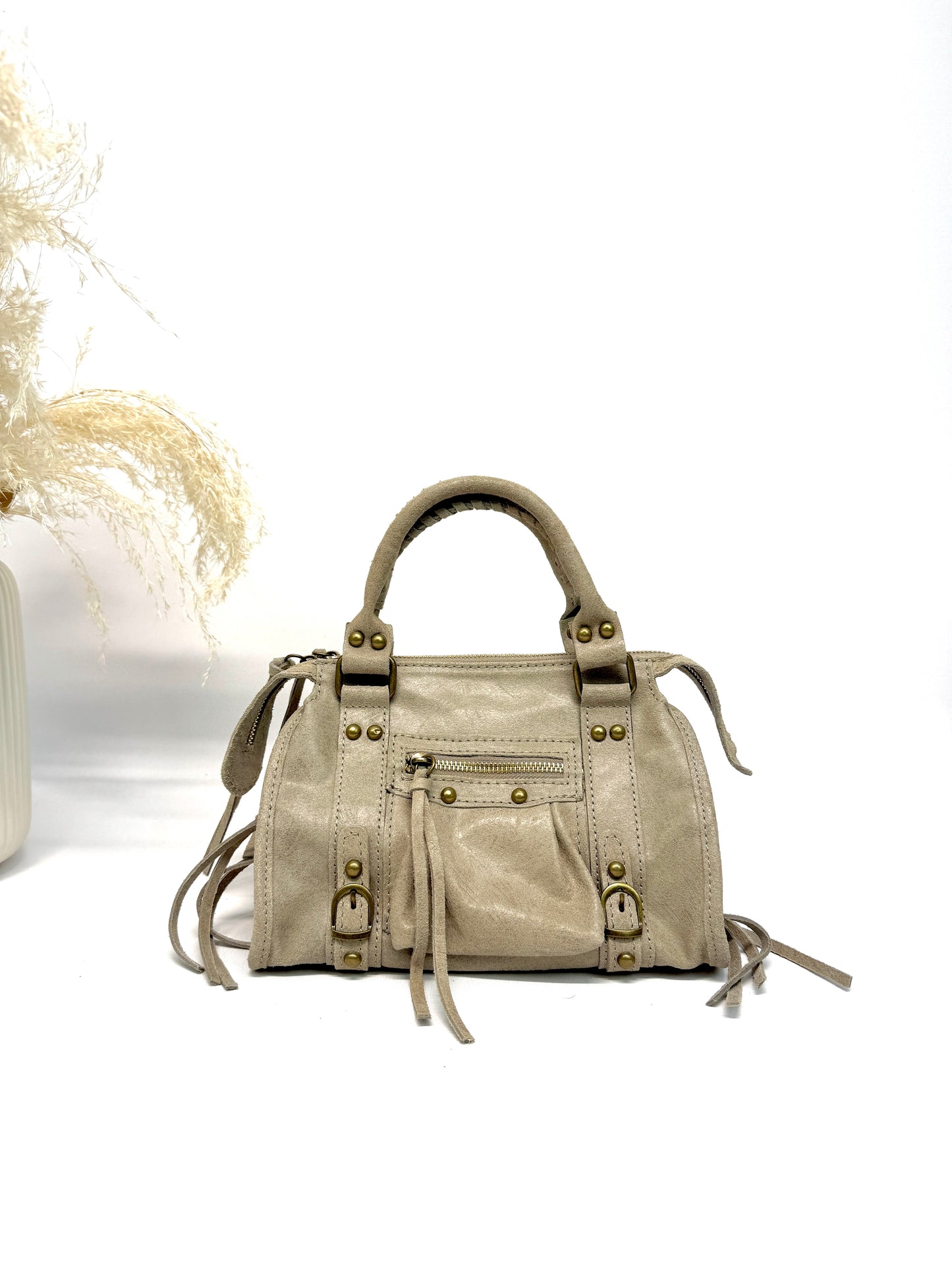 SAC EN CUIR JOWLING DÉTAILS RIVETS ET FRANGES