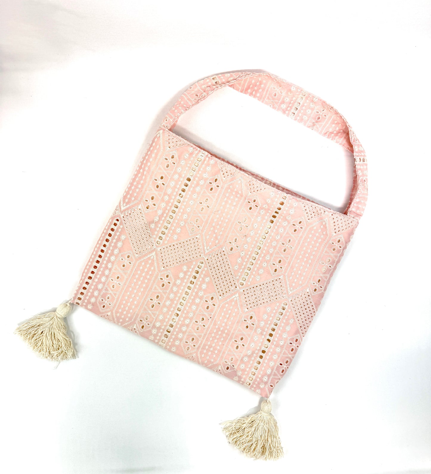 SAC FOURRE TOUT EN COTON À FRANGES EN DENTELLE TRAVAILLÉ SC2611