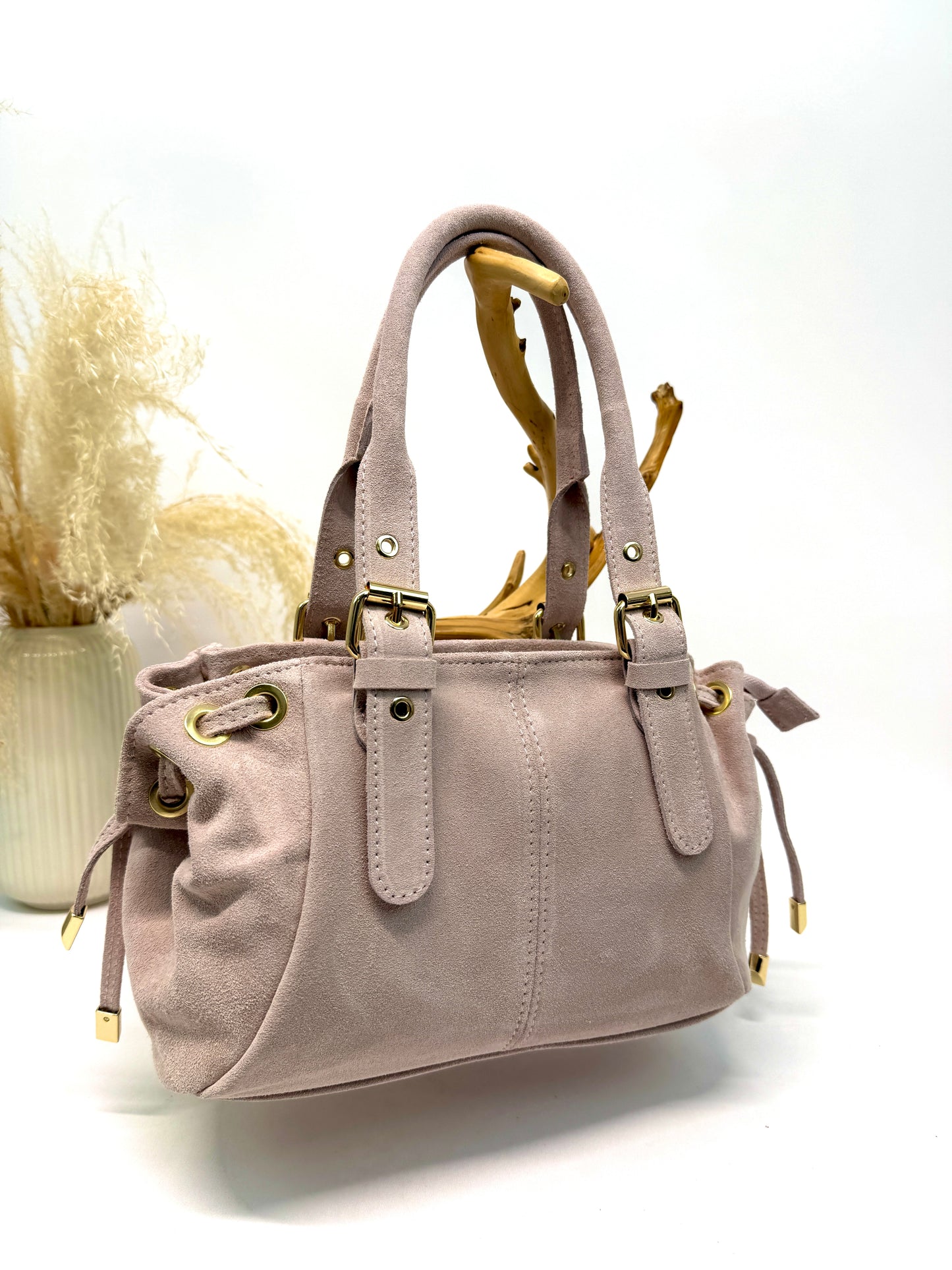 SAC EN CUIR EN CROUTE DE SUÈDE POCHE ZIPPÉES COLORIS TERRE D'HORIZON