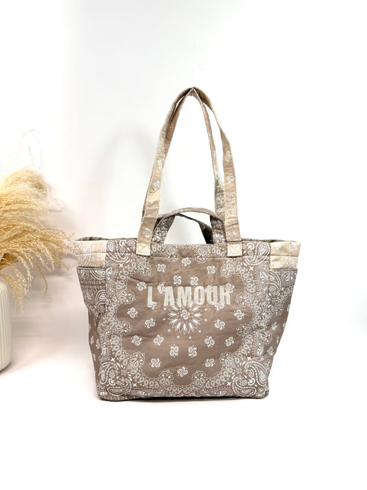 GRAND CABAS BANDANA BICOLORE EN COTON "L'amour" SC2625