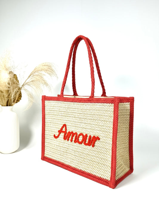 CABAS DE PLAGE "Amour" FINITIONS CONTRASTÉES & ESPRIT BOHÈME
