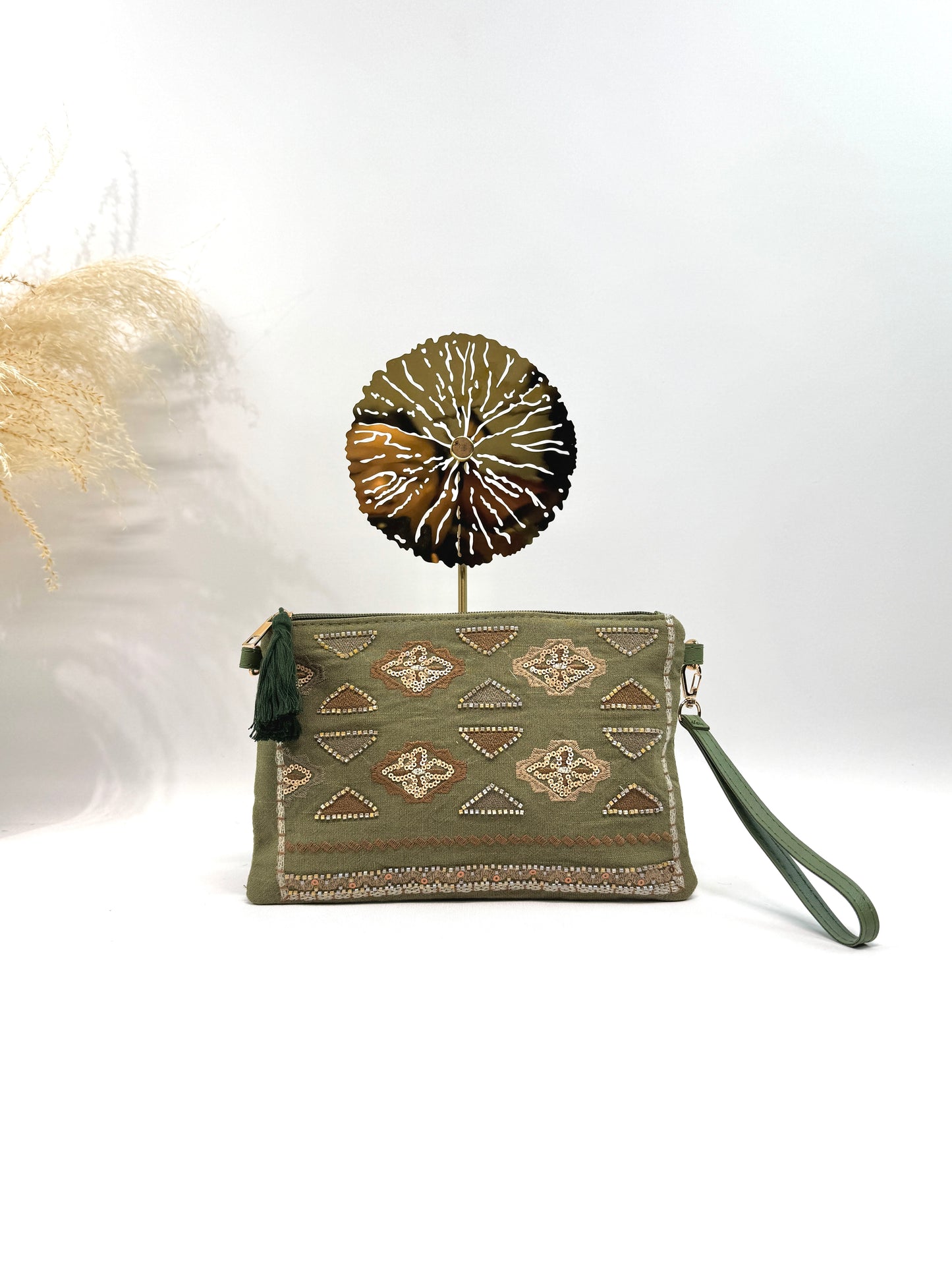 SAC POCHETTE ETHNIQUE EN LIN ET COTON BRODÉ SC2618