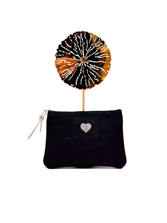 POCHETTE TROUSSE DOUCEUR "Love" COEUR SCINTILLANT ET NOEUD