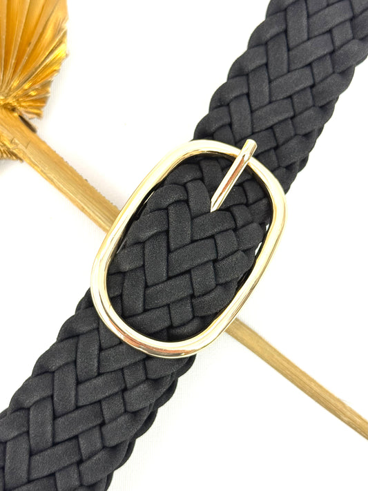 OLIVIA 910270 Braided Synthetic Belt with Gold Buckle