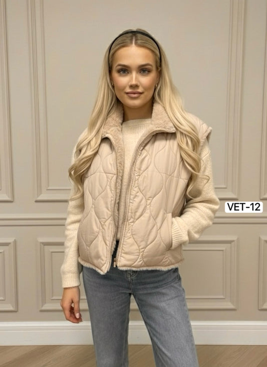 GILET SANS MANCHE FAUSSE FOURRURE MATELASSÉ RÉVERSIBLE ANA VET-12