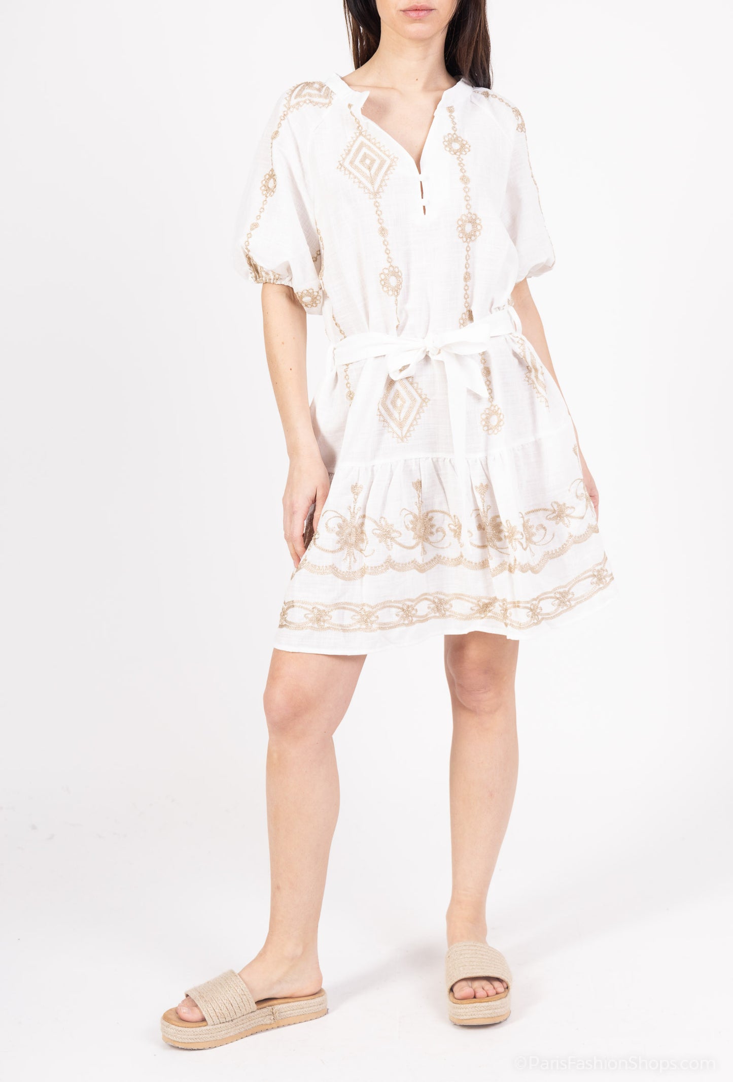 (11€ la pièce) TUNIQUE LONGUE FLUIDE EN COTON & VISCOSE EVASÉE - COLLECTION ATHÉNA 25VET01