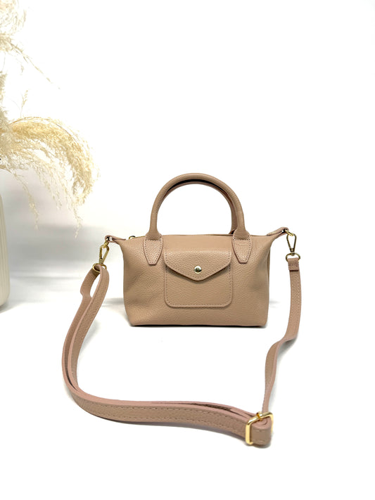 SAC EN CUIR À MAIN BANDOULIÈRE COMPACT MIGNON ET ÉLÉGANT UNI