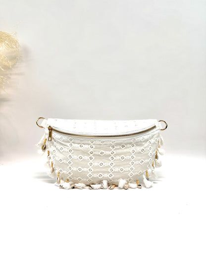 SAC BANANE BOHO EN COTON AVEC COQUILLAGES SC2613