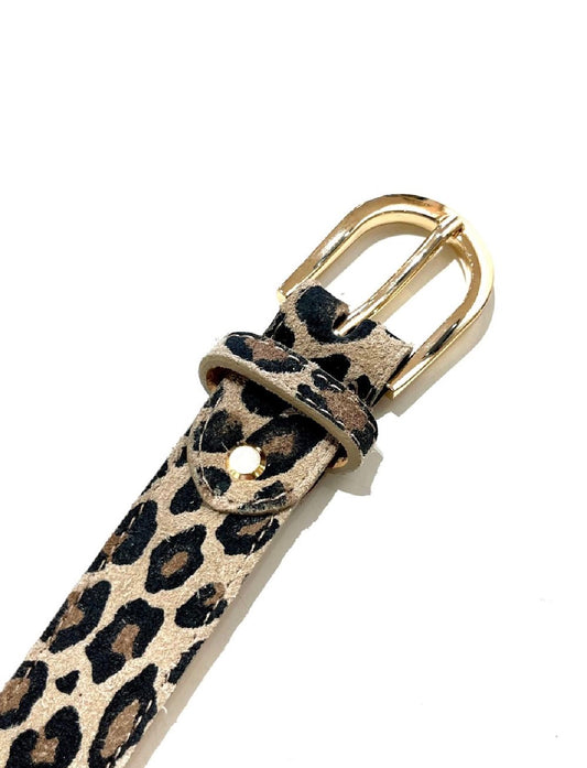 (8€ pièce) LOT DE 4 CEINTURE CUIR DAIM À BOUCLE DORÉE LÉOPARD