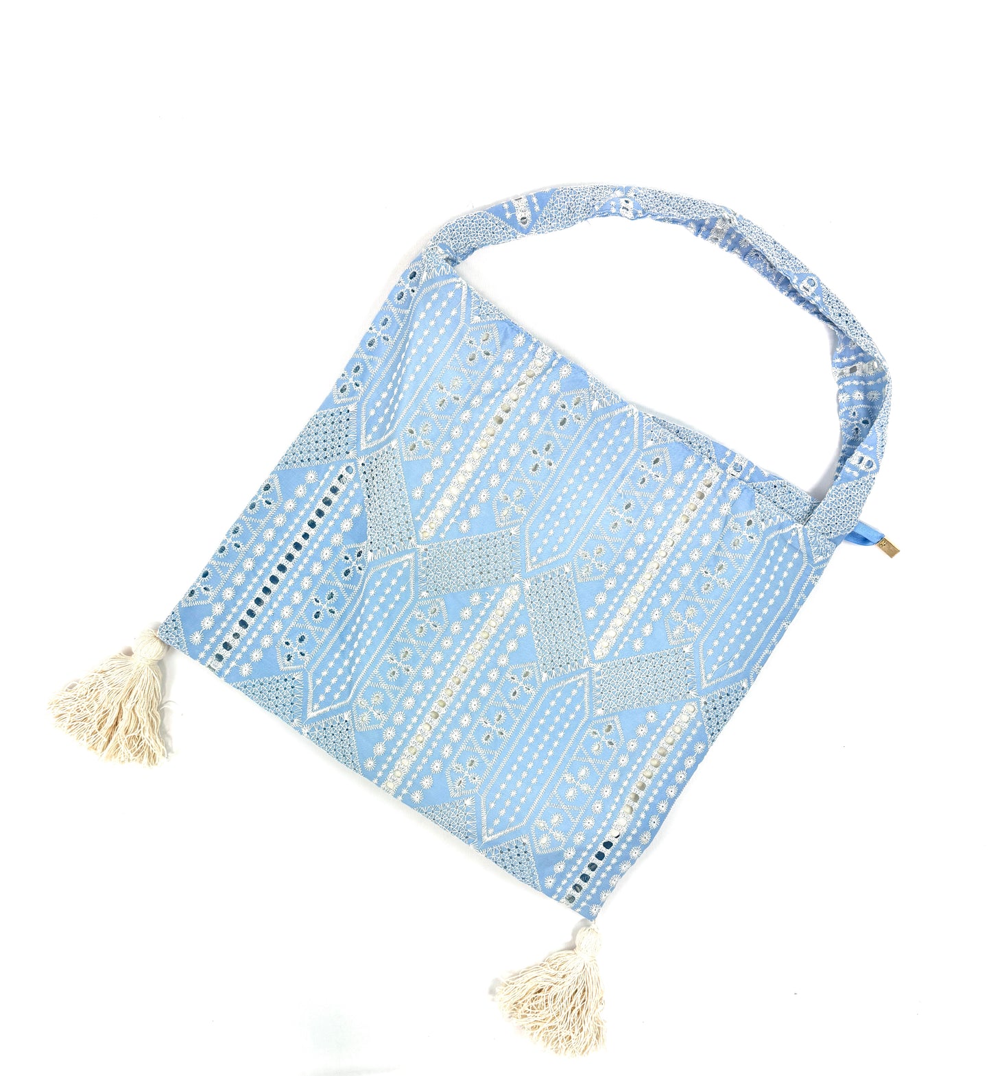 SAC FOURRE TOUT EN COTON À FRANGES EN DENTELLE TRAVAILLÉ SC2611