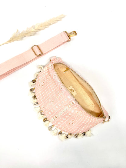 SAC BANANE BOHO EN COTON AVEC COQUILLAGES SC2613