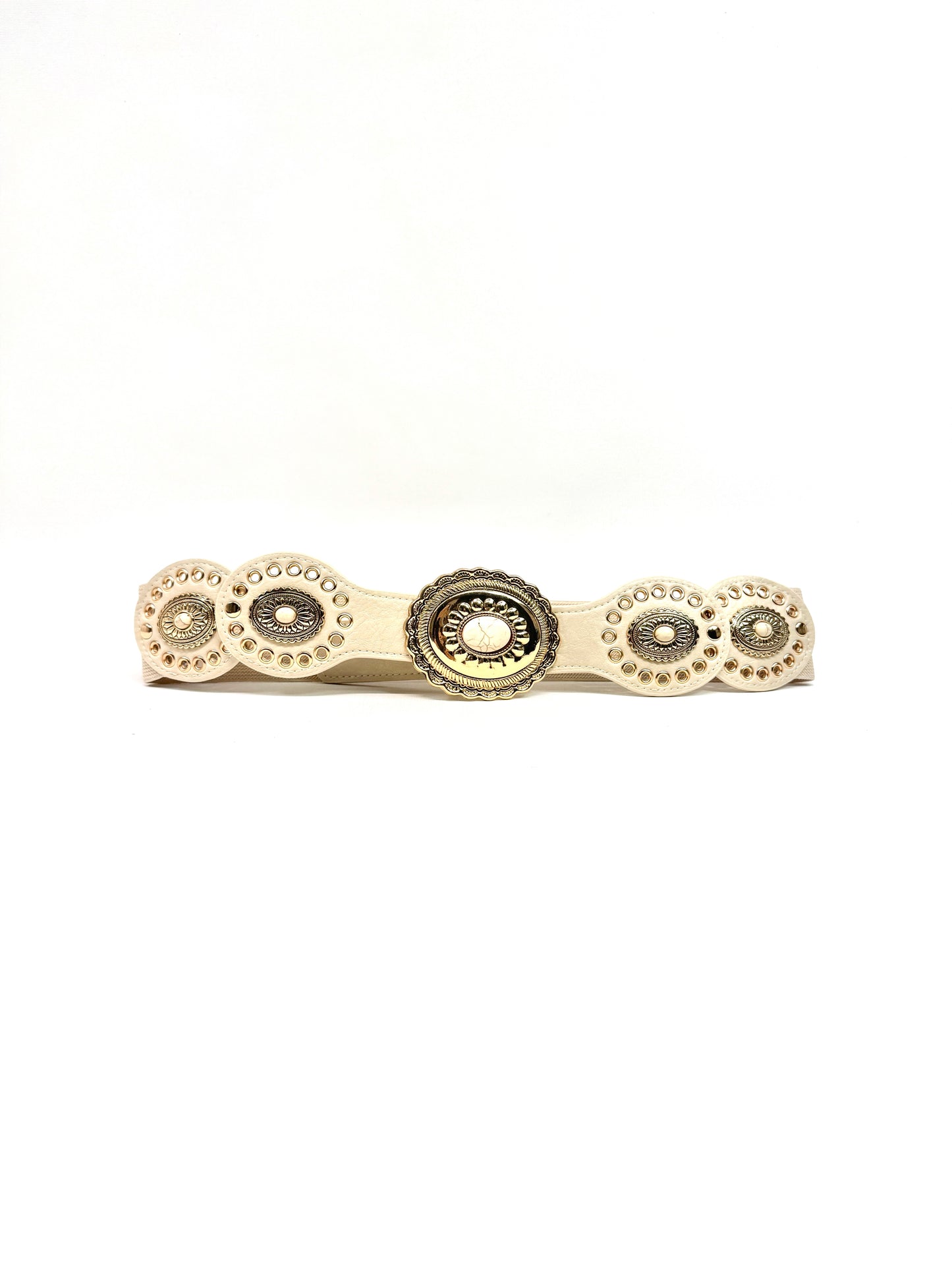 CEINTURE SYNTHÉTIQUE LARGE AVEC CABOCHONS ET DORURE BOHÈME 910280