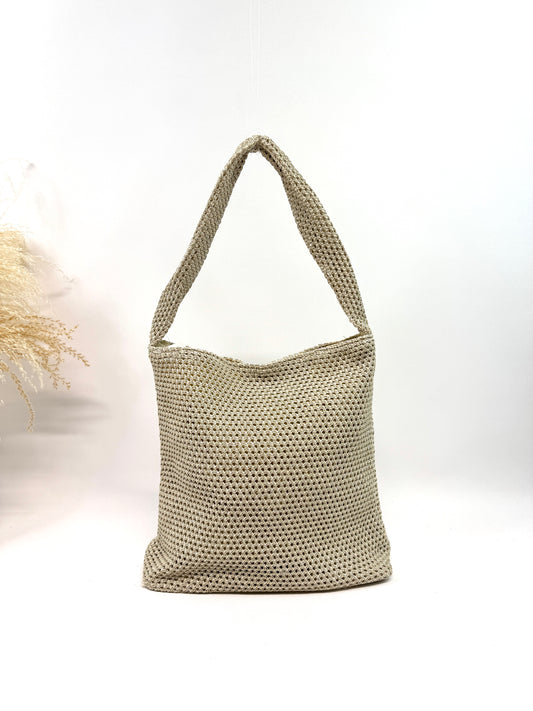 SAC CABAS D'ÉTÉ EN MAILLE TRESSÉE BEIGE NATUREL SC2621