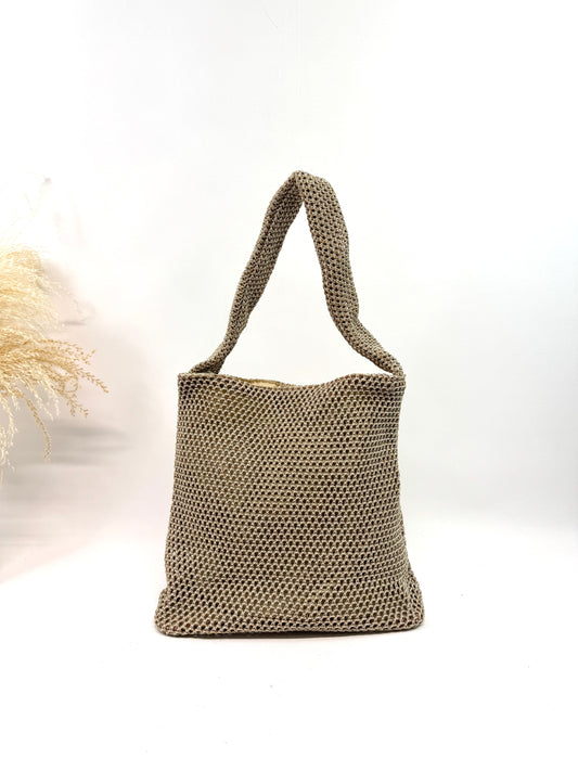 SAC CABAS D'ÉTÉ EN MAILLE TRESSÉE BEIGE NATUREL SC2621