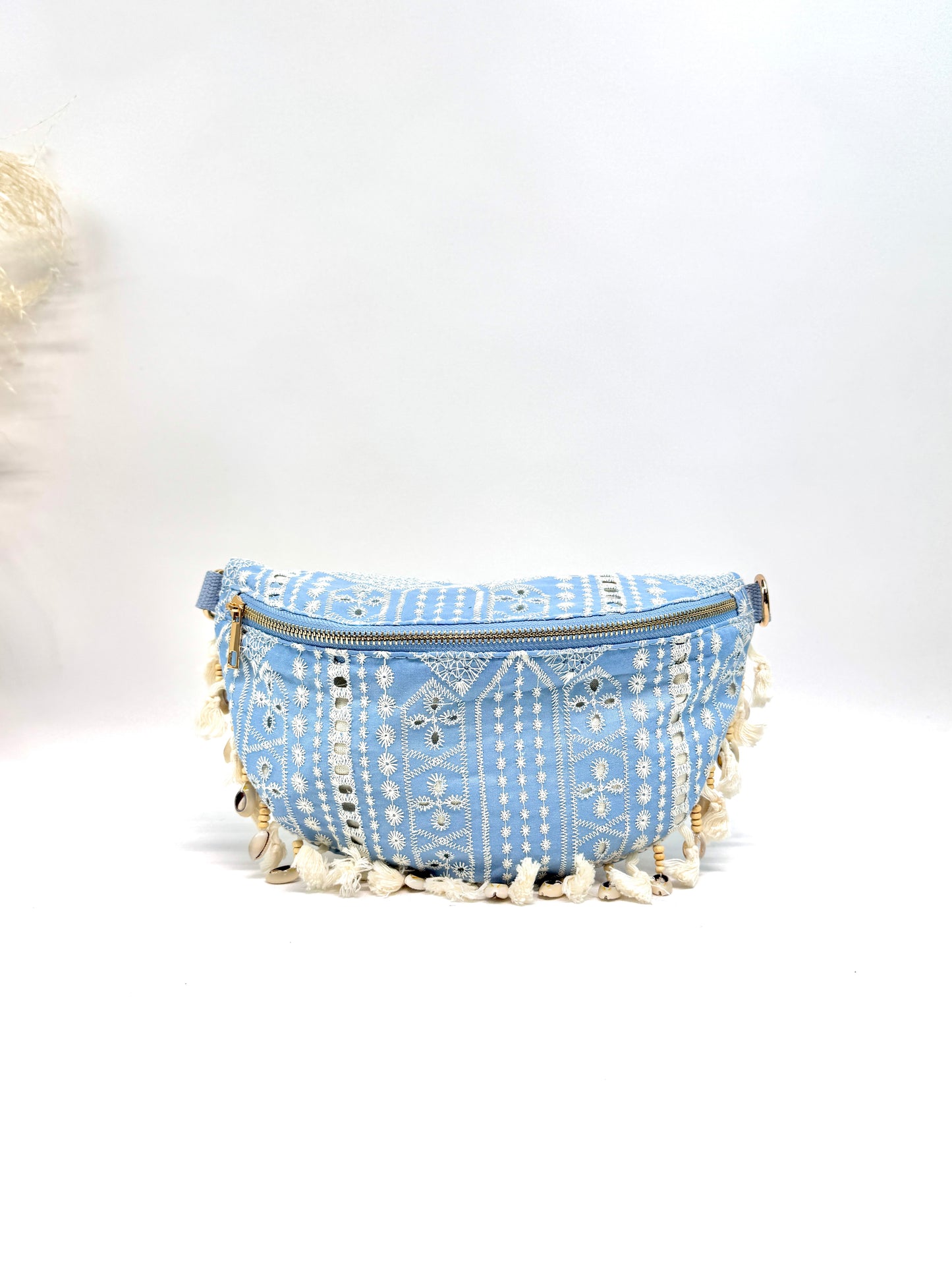 SAC BANANE BOHO EN COTON AVEC COQUILLAGES SC2613