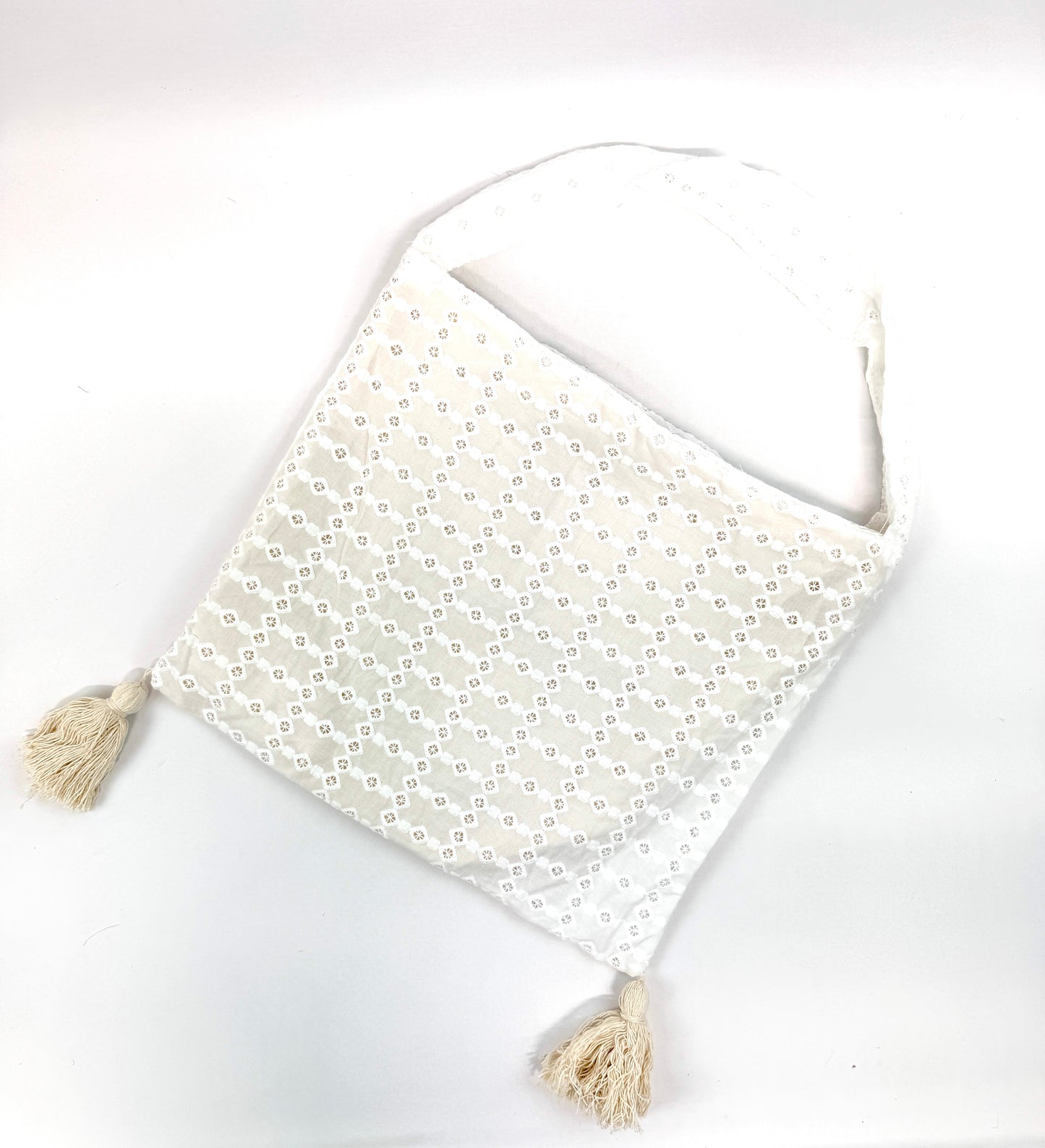 SAC FOURRE TOUT EN COTON À FRANGES EN DENTELLE TRAVAILLÉ SC2611