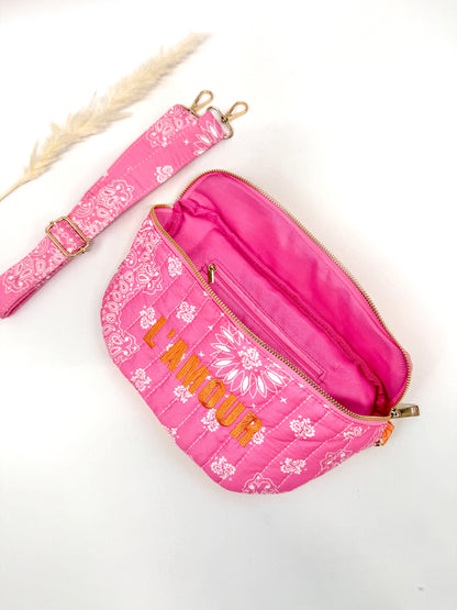 SAC BANANE MATELASSÉ EN COTON MOTIF PAISLEY "L'amour" SC2624