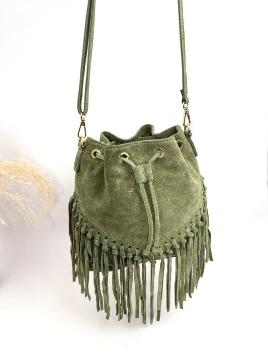 SAC EN CUIR SCEAU À FRANGES - COLLECTION LOUNA