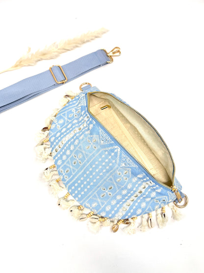 SAC BANANE BOHO EN COTON AVEC COQUILLAGES SC2613