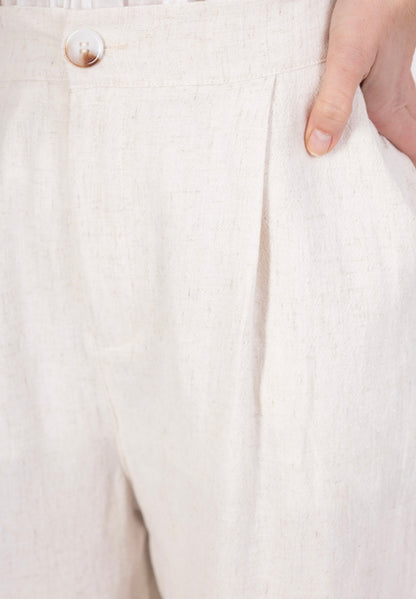 (7€ la pièce) LOT DE 4 BERMUDA PREMIUM MIX LIN ET COTON - COUPE DROITE À PINCES 25VET10