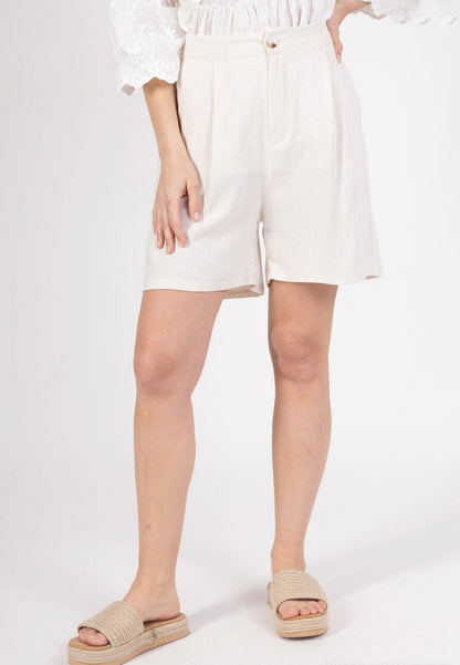 (7€ la pièce) LOT DE 4 BERMUDA PREMIUM MIX LIN ET COTON - COUPE DROITE À PINCES 25VET10