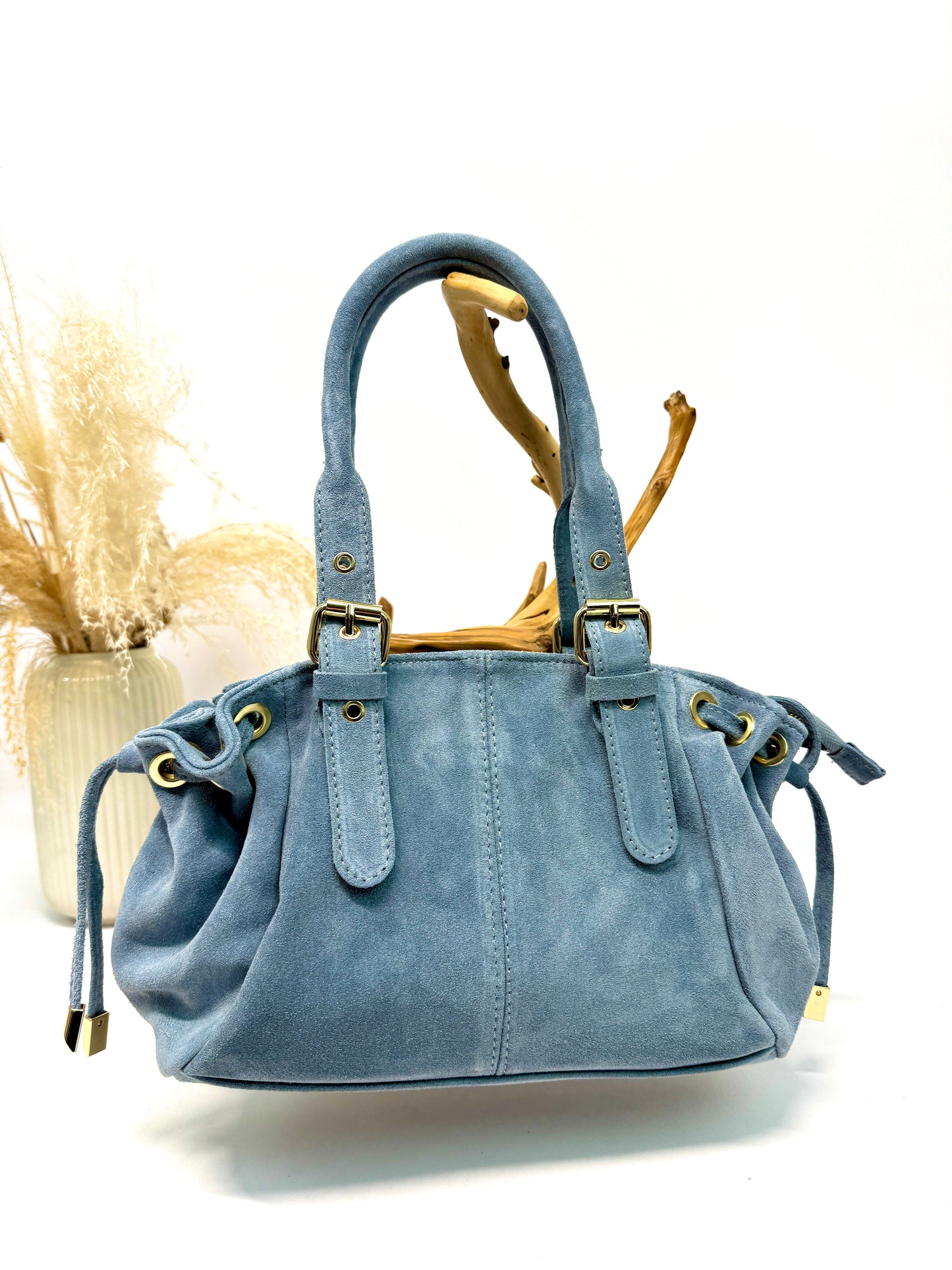 SAC EN CUIR EN CROUTE DE SUÈDE POCHE ZIPPÉES COLORIS TERRE D'HORIZON