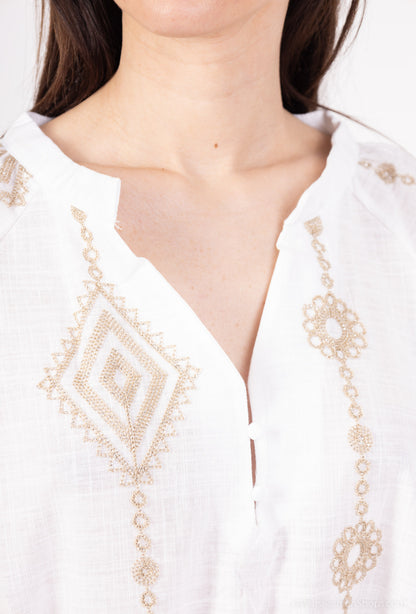 (11€ la pièce) TUNIQUE LONGUE FLUIDE EN COTON & VISCOSE EVASÉE - COLLECTION ATHÉNA 25VET01