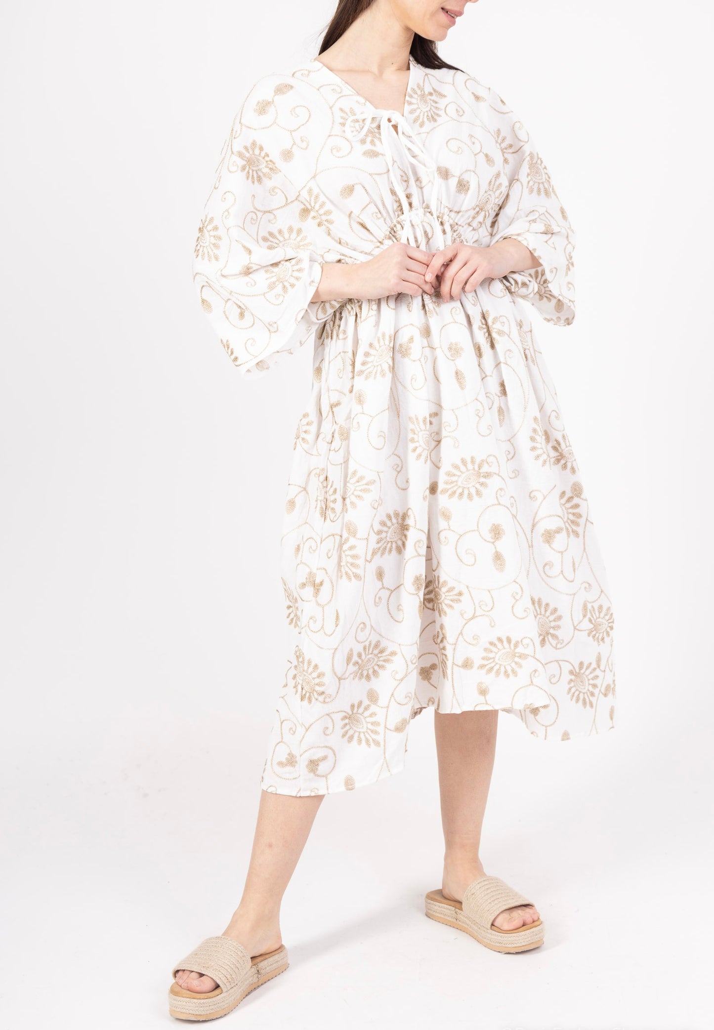 (13€ la pièce) LOT DE 4 ROBE MIDI EN COTON & VISCOSE - COUPE FLUIDE COLLECTION ATHÉNA 25VET02