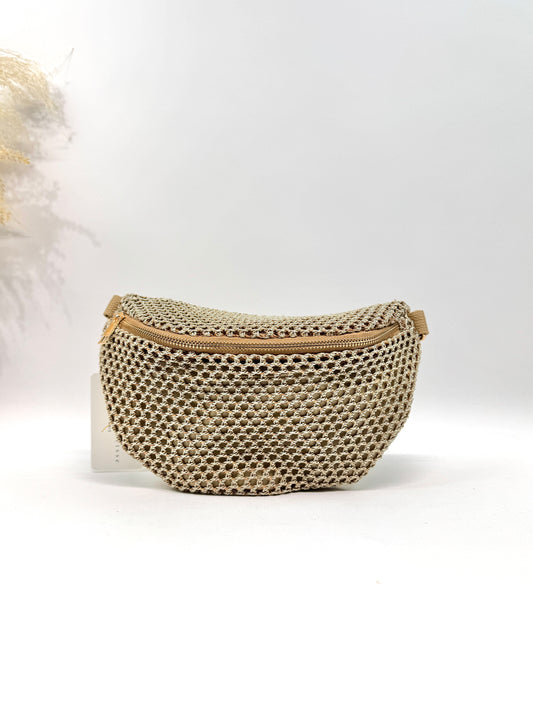 SAC BANANE D'ÉTÉ EN MAILLE TRESSÉE BEIGE NATUREL SC2620