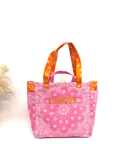 GRAND CABAS BANDANA BICOLORE EN COTON "L'amour" SC2625