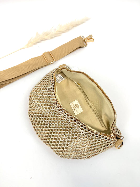 SAC BANANE D'ÉTÉ EN MAILLE TRESSÉE BEIGE NATUREL SC2620