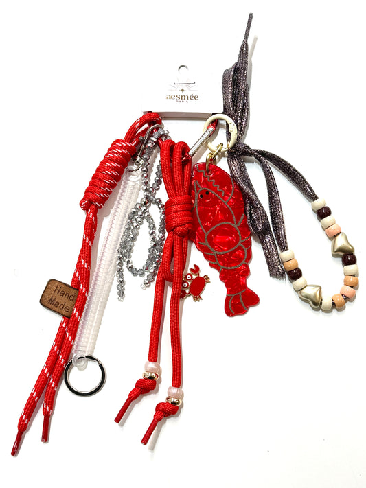 PORTE CLÉ SAC GRIGRI - COLLECTION VIVA COLOR "Homard rougis"