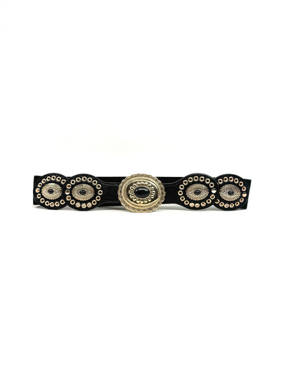 CEINTURE SYNTHÉTIQUE LARGE AVEC CABOCHONS ET DORURE BOHÈME 910280