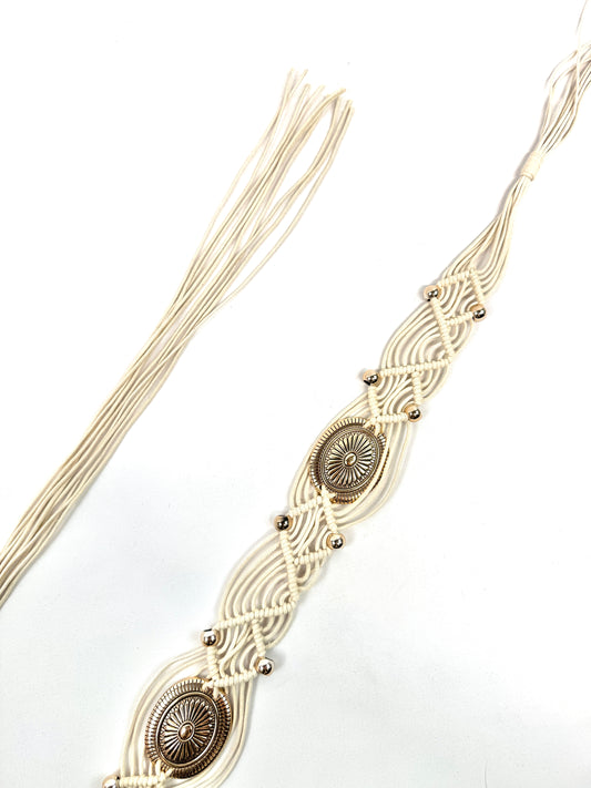 CEINTURE SYNTHÉTIQUE BOHÈME CHIC AVEC ORNEMENTS EN FER ET BOUCLE VINTAGE 910287