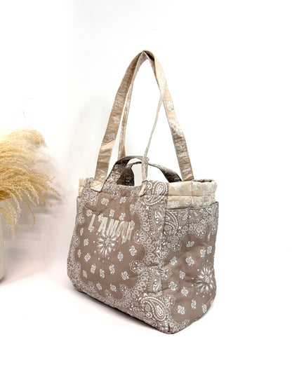 GRAND CABAS BANDANA BICOLORE EN COTON "L'amour" SC2625