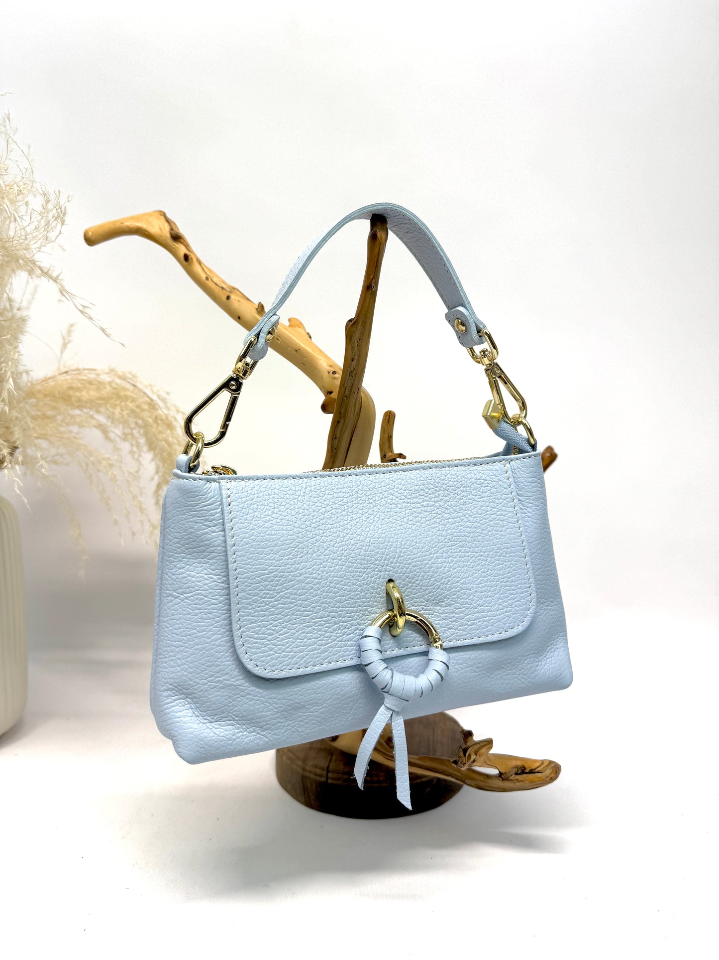 SAC EN CUIR "HANA" AVEC SON FERMOIR ANNEAU ICONIQUE