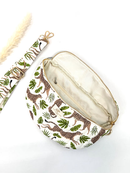 SAC BANANE MATELASSÉ IMPRIMÉ FÉLIN & TROPICAL SC2627