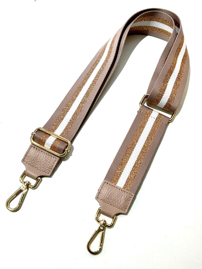 LEATHER SHOULDER STRAP WITH GOLD SHINE