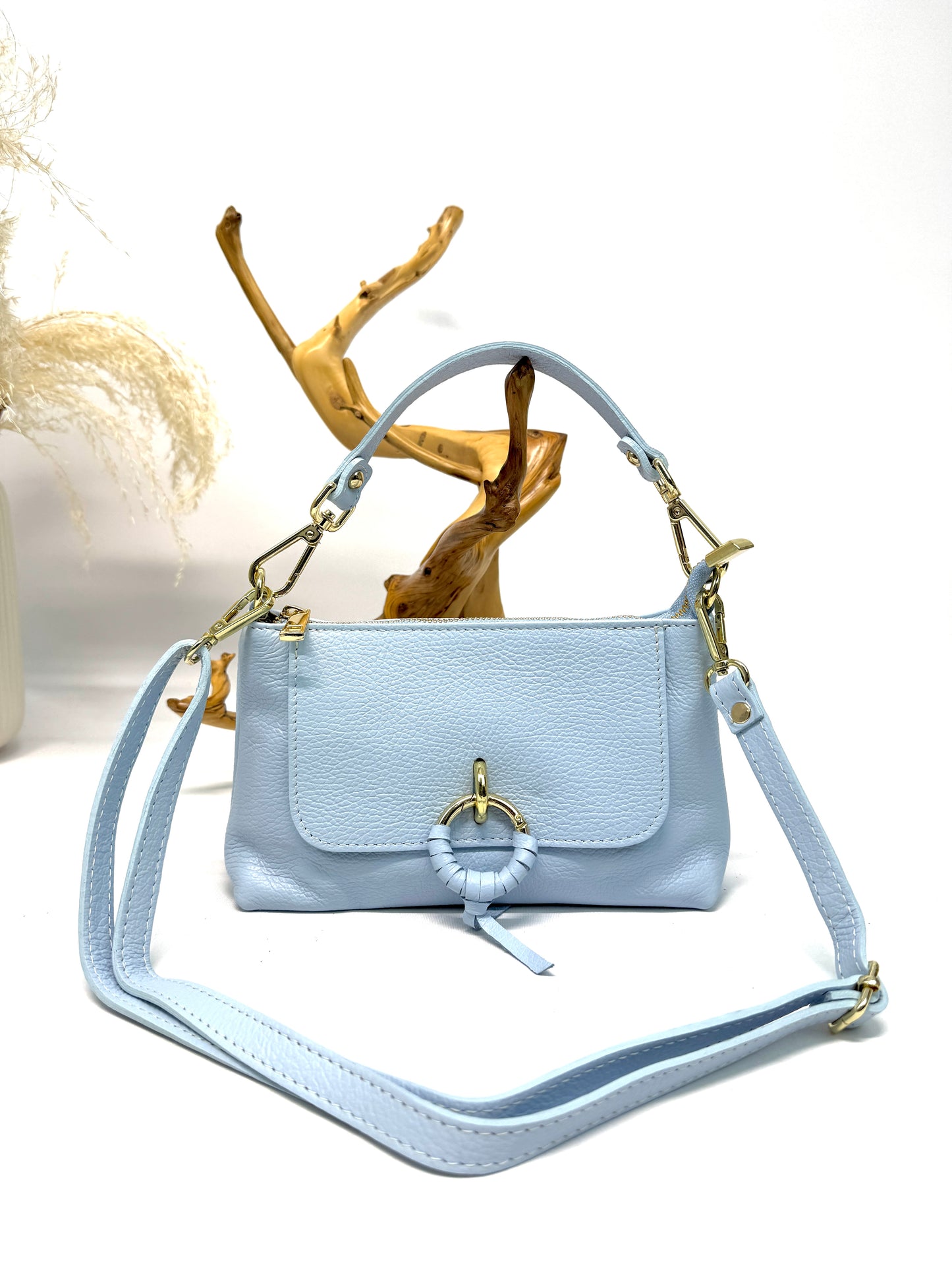 SAC EN CUIR "HANA" AVEC SON FERMOIR ANNEAU ICONIQUE