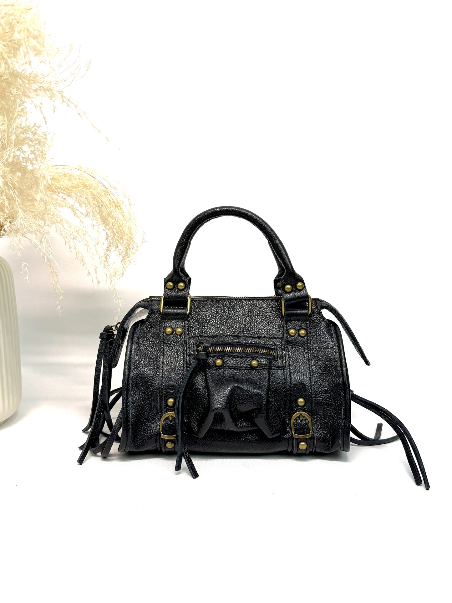 SAC EN CUIR JOWLING DÉTAILS RIVETS ET FRANGES