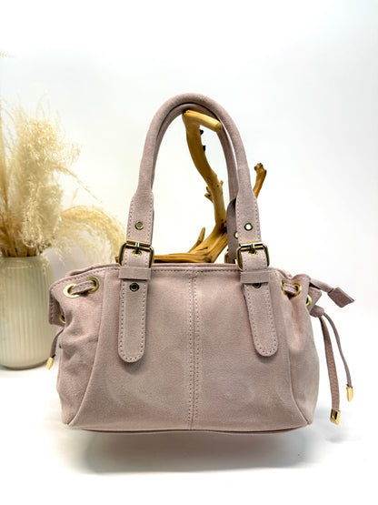 SAC EN CUIR EN CROUTE DE SUÈDE POCHE ZIPPÉES COLORIS TERRE D'HORIZON