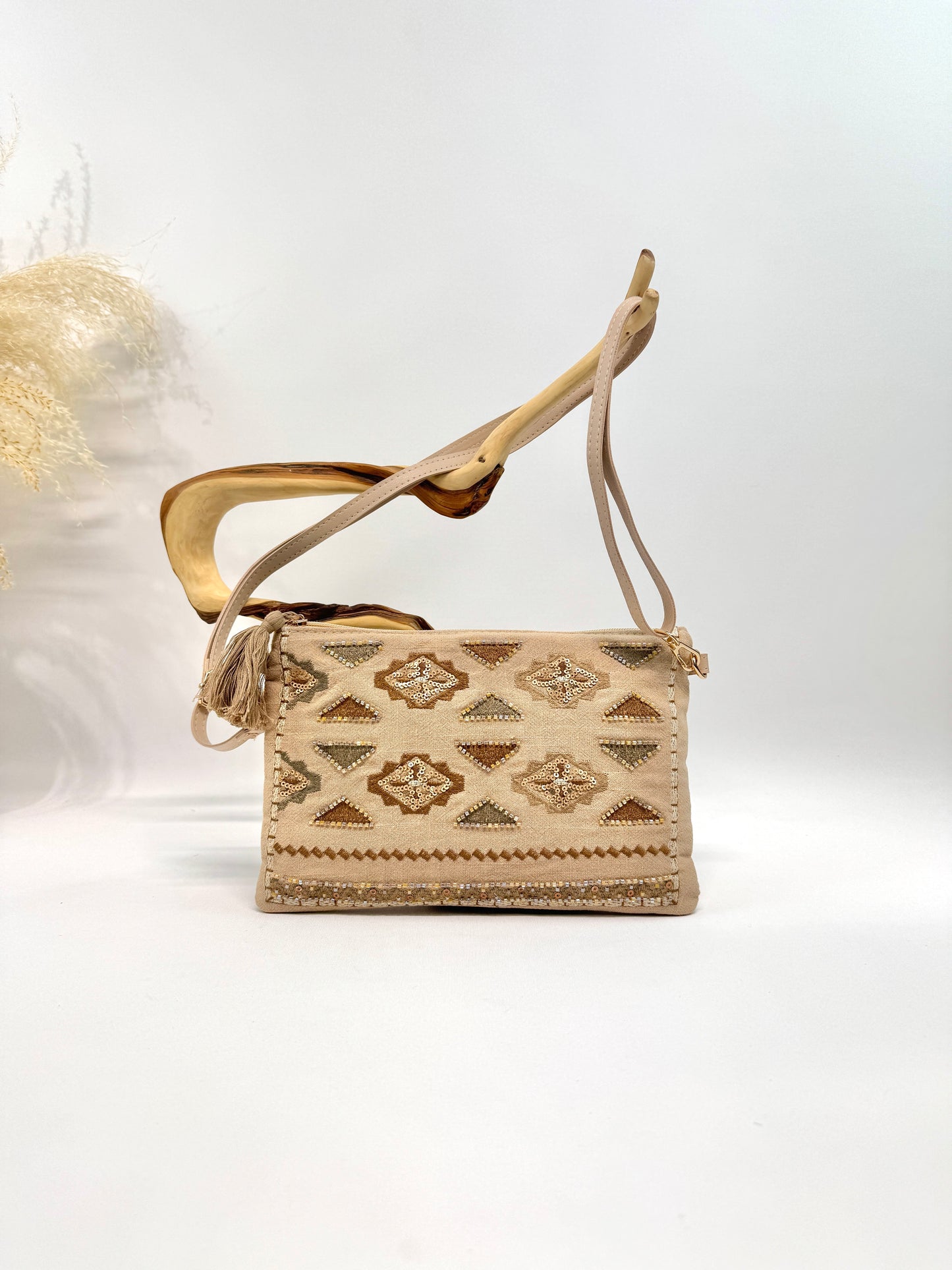 SAC POCHETTE ETHNIQUE EN LIN ET COTON BRODÉ SC2618