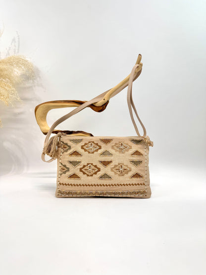 SAC POCHETTE ETHNIQUE EN LIN ET COTON BRODÉ SC2618