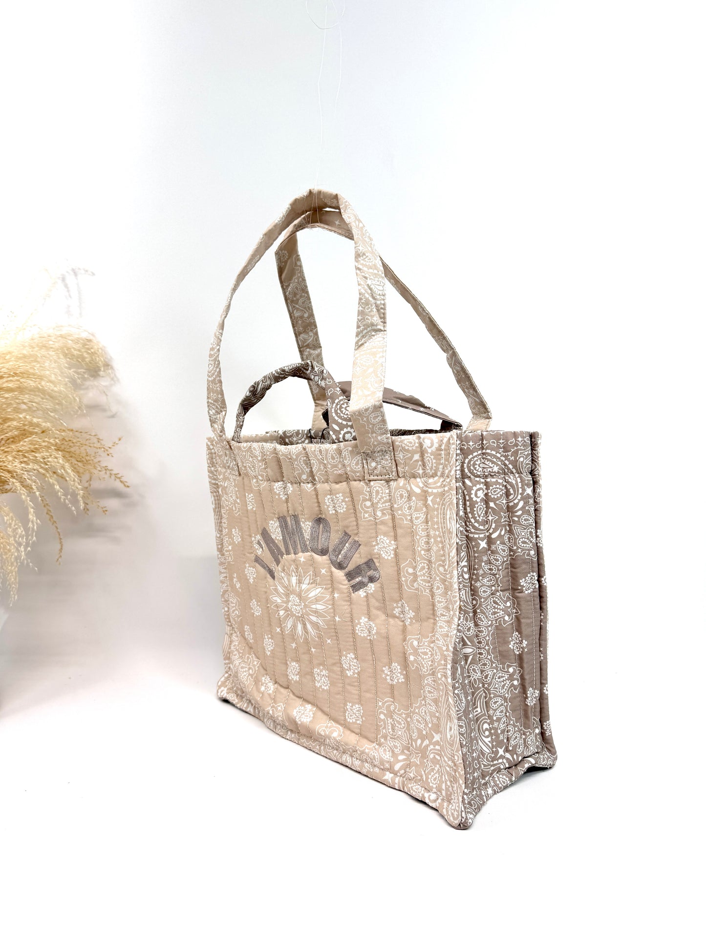 GRAND CABAS BANDANA BICOLORE MATELASSÉ EN COTON "L'amour" SC2622