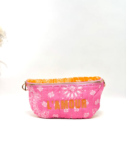 SAC BANANE MATELASSÉ EN COTON MOTIF PAISLEY "L'amour" SC2624