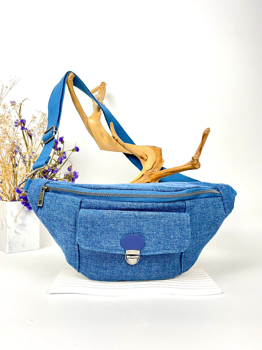 MOYENNE SAC BANANE EFFET DENIM EN COTON À POCHE REFERMABLE ALINE SC2427