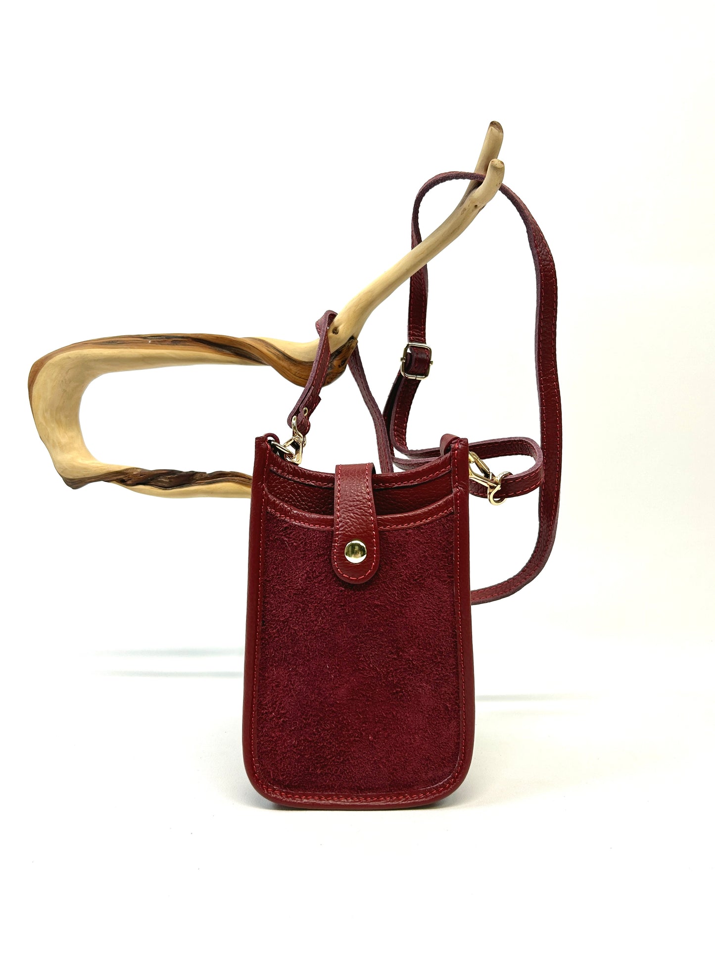 SARA TO GO BI LEATHER PHONE POUCH, ITALIAN SUEDE LEATHER