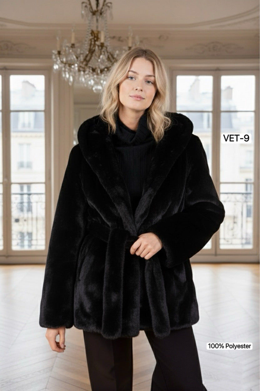 VET-9 Belted Faux Mink Jacket