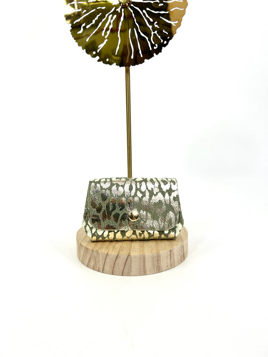 LOT DE 2 PORTE MONNAIE EN CUIR ITALIEN CARTE BOURSE IT-L LÉOPARD BRILLANT