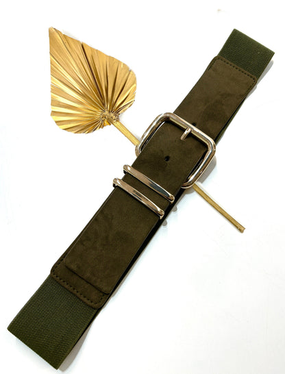 CEINTURE ÉLASTIQUE LARGE À BOUCLE ÉPURÉE DORÉE 910269